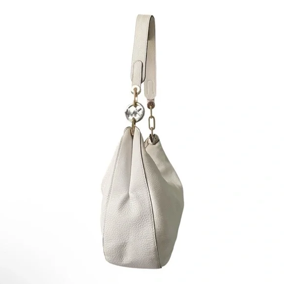 Michael Kors Leather Hobo Bag Shoulder Bag Cream White Gold - Picture 5 of 13